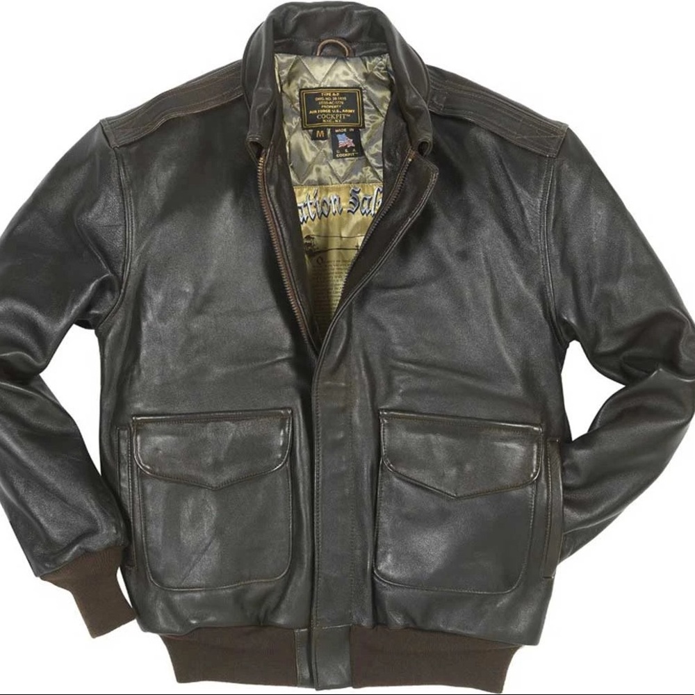 Lambskin made in USA men’s A2 bomber jacket size L